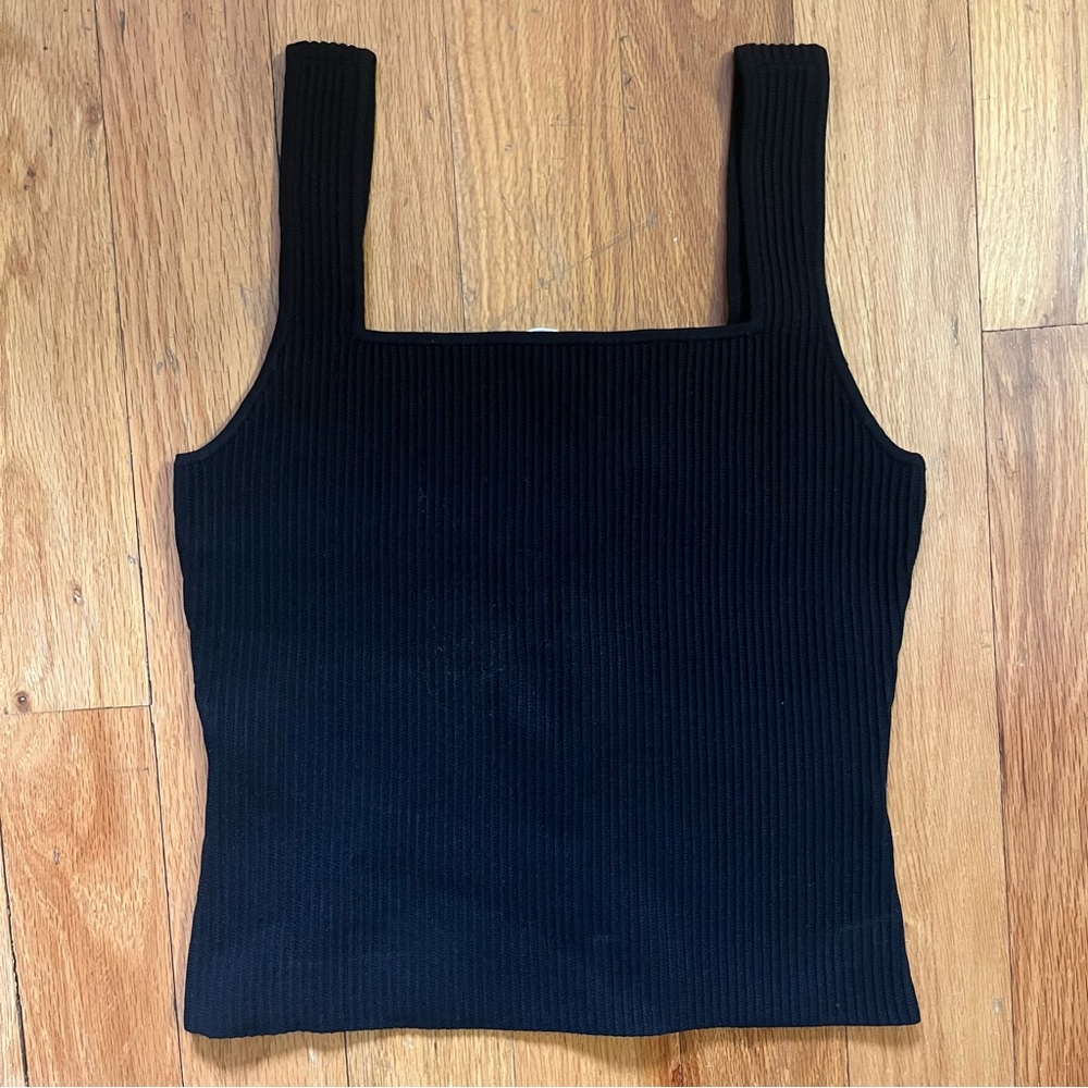 Darling Black Ribbed Sleeveless Tank Top
